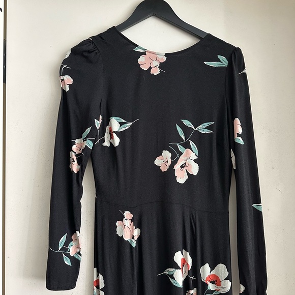 Reformation Black Long Sleeve Floral Midi Dress - Picture 5 of 8